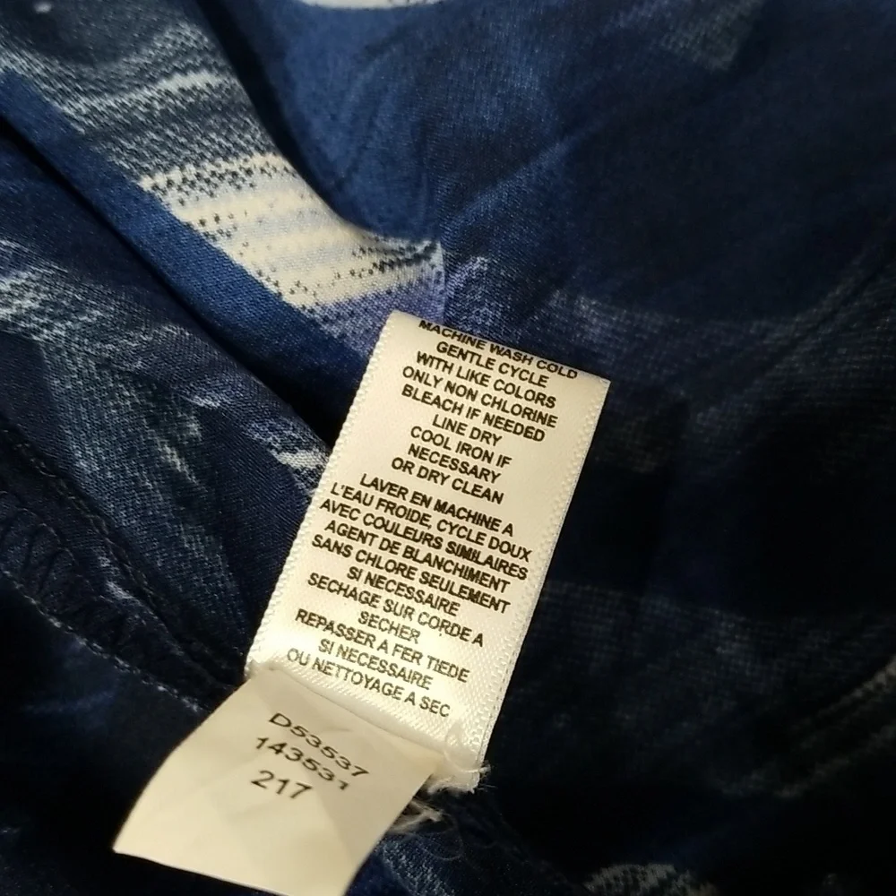Spense Navy & Aqua Maxi Skirt w/ Abstract Print - Size Medium